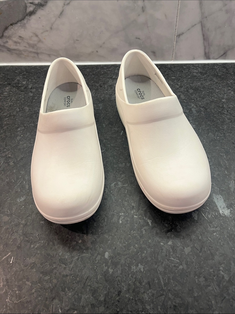 CROCS Women's White Dual Slip-On Professional Clogs